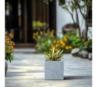 Kante Vaso quadrato in cemento, elegante fatto a mano, per interni ed esterni, grigio chiaro, 25,4 x 25,4 x 25,4 cm