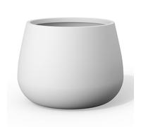 Kante Vaso rotondo da giardino serie Curva, 37 cm, in cemento, con foro per drenaggio e tappo in gomma, adatto per piante da interno, casa, giardino, patio, bianco