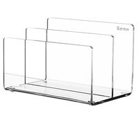 Kantek Mini separatore di file in acrilico trasparente, supporto a 2 sezioni, 15,2 x 9,7 x 9,9 cm, organizer da scrivania, piedini antiscivolo, accessorio da scrivania