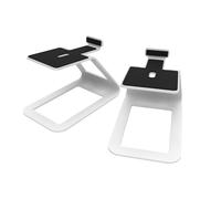 Kanto SE4W Elevated Desktop Speaker Stands for Medium Bookshelf Speakers & Mid-Size 3”-4” Studio Monitors | 5.6” Tall | Supports 9 lbs | Damping 2.0 mm Silicone Padding | ¼”-20 Mounting | White | Pair