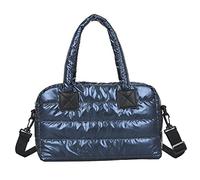KANUBI Cotone Trapuntato Borsa a Tracolla Imbottita Nylon Donne Grande Capacità Borsa A Tracolla Tinta Unita Cerniera Designer Top Grip Borse, Blu, 1