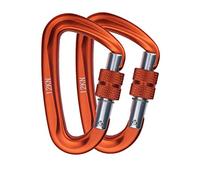 Kanuo Moschettone da Arrampicata con Blocco, Fibbia di Sicurezza con Blocco Dado per Impieghi Gravosi da, Adatto per Alpinismo, Amache, Campeggio, Attrezzatura da Esterno，3 Moschettoni(12KN-Arancia)