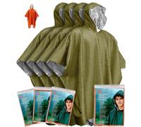 Kanuothbon Poncho di emergenza (4 pezzi) con rivestimento termico in Mylar per ritenzione del calore e pioggia, reversibile, con cappuccio, impermeabile, antivento, portatile, kit per esterni