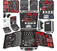 KANWOD RELY ON QUALITY KTOTC-1054 - Cassetta degli attrezzi riempita, 1500 pezzi, per fai da te e maestri artigianali, trolley per officina e casa, con chiave inglese, martello e altro