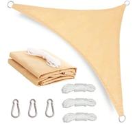 KANWOD Vela Ombreggiante Triangolare, 4 x 4 x 4 m, Impermeabile, Protezione UV, Tessuto 180 g/m², Telo Ombreggiante Esterno per il Balcone, la Terrazza e il Giardino, Beige