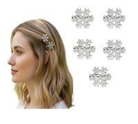 KANXINR 5 fermagli per capelli a forma di fiocco di neve, forcine per capelli con strass scintillanti, accessori natalizi scintillanti, fermagli per capelli a coccodrillo in metallo