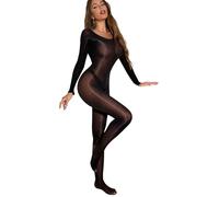 KANYULOVE Donna Bodystocking Collant Lucidi Olio Bodystockings Maniche Lunghe 6D Trasparente Bodysuits Catsuit