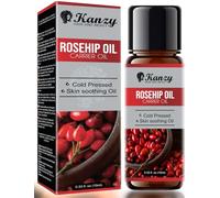 Kanzy Olio di rosa canina 10 ml, olio di rosa canina puro e leggero spremuto a freddo per viso, pelle, capelli, unghie e corpo
