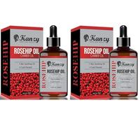 Kanzy Olio di Rosa Mosqueta 50 ml Olio di Rosa Canina, Spremuto a Freddo, Vegano e Non Raffinato Rosehip Oil per Viso, Corpo, Capelli, Pelle, e Mani (Confezione da 2)