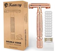Kanzy Rasoio Di Sicurezza Farfalla a Doppio Filo Rose Gold Per Donna e Uomo, Safety Razor Tradizionale Rasoio Monolama Classico