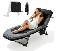 KaO0YaN Letto da campeggio pieghevole con cuscino cervicale e tasca laterale, 190 x 65 x 30 cm, portata fino a 150 kg, pieghevole, leggero, scomparto regolabile, pieghevole, per giardino, viaggi