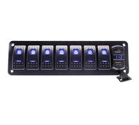 KAOLALI 5/7 Gang Rocker Interruttore Pannello Kit 12 V/24 V Interruttore di Circuito LED Blu Impermeabile Marine Rocker Interruttore Pannello Dual USB Charger Port