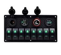 KAOLALI 8 Gang LED Toggle Rocker Pannello Interruttore Con Dual USB Charger Port Impermeabile Per Auto Camion Barca Marine Rocker Pannello Interruttore