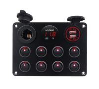 KAOLALI Pannello di Commutazione Marino 8 Gang IP65 impermeabile Porta caricatore USB Pannello interruttore a levetta della Maine con uscita 12/24V a LED Rosso per Auto Barca RV