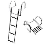 KAOLALI Scala per Barche 4 Gradini Scala per Piscina in Acciaio Inox, Scala da Bagno per Barche Pieghevole Telescopica con Grandi Maniglioni e Piolo Largo Portata 227 kg per Piscina Coperta Barca