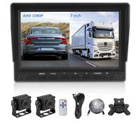 KAOLALI Telecamera di Retromarcia con Monitor da 7 Pollici, Kit Retrocamera Auto con 2 Telecamere per Auto, Supporto AHD 1080 HD Visione Notturna per Caravan/Camion ecc(12V-24V)