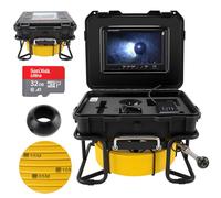 KAOLALI Telecamera tubolare 50 m con luce, 9 pollici, telecamera di ispezione endoscopio HD 1080P, registratore DVR, telecamera canale IP68, impermeabile con 6 luci LED per idraulico, scheda TF da 32