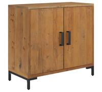 Kaorsrow Credenza marrone, 75 x 35 x 70 cm, in legno massello di pino | Cassettiera rustica con 2 scomparti e ante per soggiorno, corridoio e sala da pranzo. Robusto look industriale.