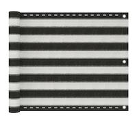 Kaorsrow Frangivista per balcone, 75 x 500 cm, HDPE, a righe, antracite e bianco, permeabile al vento e traspirante, frangivista per ringhiere del balcone, corda inclusa