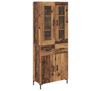 Kaorsrow Highboard, 2 pezzi, effetto legno anticato, 69,5 x 34 x 180 cm | Montaggio a parete salvaspazio per soggiorno e corridoio, con 4 ante in vetro e 2 cassetti per una conservazione flessibile.