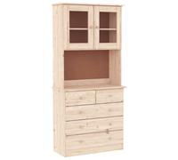 Kaorsrow Highboard ALTA - Vetrina in legno massiccio di pino, 77 x 35 x 165 | Versatile scaffale in legno non trattato per soggiorno e sala da pranzo con ante in vetro e ampi cassetti.
