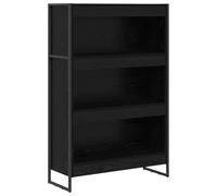 Kaorsrow Libreria nera effetto rovere, 80 x 30 x 121 cm, 3 scomparti | Stabile scaffale dal design industriale in legno con gambe in acciaio. Ideale per soggiorno e camera da letto con 3 scomparti