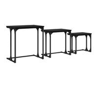 Kaorsrow Set di 3 tavolini da caffè Nesting, colore nero, effetto rovere | Tavolini salvaspazio 3 in 1 con robusto telaio in acciaio per salotti, corridoi o camere da letto moderni.