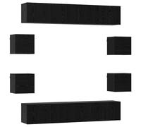 Kaorsrow Set di 8 mobili da parete per TV, in rovere nero | Set di 8 mensole sospese modulari per il vostro soggiorno. Crea libertà vicino al pavimento e organizza i tuoi contenuti