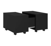 Kaorsrow Tavolino da salotto allungabile, 60 x 60 x 38 cm, colore: nero | Tavolino mobile con ruote e vano per il soggiorno. Spazio estensibile flessibile in legno.