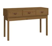 Kaorsrow Tavolo consolle in legno di pino massiccio, 114 x 40 x 75 cm | Versatile mobile con 3 cassetti per camera da letto o ufficio crea ripiani ordinati in stile rustico.