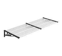 Kaorsrow Tettoia nera trasparente, 239 x 90 cm, in policarbonato, per ingresso, tettoia resistente alle intemperie, con supporto in ABS e barre di collegamento in alluminio