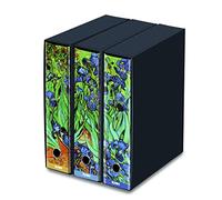 Kaos - Set 3 Raccoglitori ad Anelli - VAN GOGH, Iris - Dossier Dorso 8 cm, Meccanismo a Leva - Protocollo Portadocumenti per Casa e Ufficio - Misure: 26cm x 29cm x 35cm