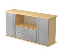 KAPA SB | Madia | con ante + cassetti - Acero/Argento manico a forma di ringhiera in plastica