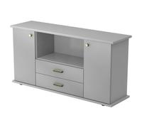 KAPA SB | Madia | con ante + cassetti maniglia in plastica Grigio/Argento