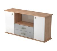 KAPA SB | Madia | con ante + cassetti maniglia in plastica Noce/Bianco