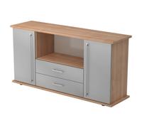 KAPA SB | Madia | con ante + cassetti - Noce/Argento manico a forma di ringhiera in plastica