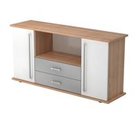KAPA SB | Madia | con ante + cassetti - Noce/Bianco maniglia in metallo cromato