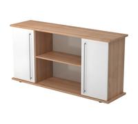 KAPA SB | Madia | con ante manico a forma di ringhiera in plastica Noce/Bianco