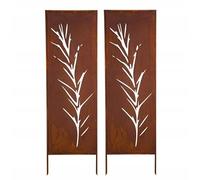 Kapaga, frangivista in metallo, 2 x 160 cm x 50 cm, effetto ruggine, per giardino, protezione da sguardi indiscreti, per la privacy, per il giardino, per la privacy, per la privacy, per la privacy