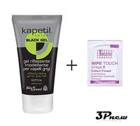 KAPETIL BLACK GEL RIFLESSANTE CAPELLI GRIGI 150ML + 5 SALVIETTINE MONOUSO SPECIFICHE PER ELIMINARE RESIDUI DI GEL NERO SULLA PELLE