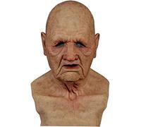 Kapihi Maschera di Halloween, realistica e creativa, maschera da vecchio umano decorativo in lattice umano, maschera spaventosa per le rughe, maschera per Halloween, cosplay, feste (C)