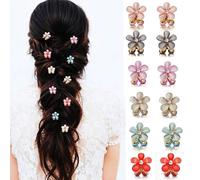 kapimo 12 fermagli per capelli per donne e ragazze, piccole clip per capelli in stile coreano con perle, in metallo, accessori per capelli con design floreale (multicolore)