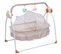 KAPIPALA Culla elettrica pieghevole portatile, 5 velocità, regolabile, 2 metodi di controllo con canzoni e funzioni di connessione Bluetooth e USB, cuscino a forma di U, 100 x 75 x 86 cm