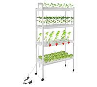 KAPIPALA Kit di coltivazione idroponica con ruote, 108 posizioni 12 tubi 4 strati Impianto idroponico Attrezzatura di impianto con pompa ad acqua che crescono cesti e spugne Sistemi di coltivazione