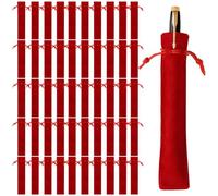 Kapmore 50 astucci portapenne, in velluto, con coulisse, per matite singole, 3,6 x 16 cm, custodie multiuso, custodie protettive per scuola e ufficio, Rosso, alla moda