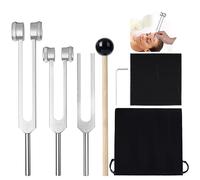 Kapmore Set di diapason (128 Hz, 256 Hz, 512 Hz), 3 pezzi forcelle per accordatura chakra con martello