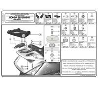 KAPPA Attacco + Piastra Bauletto Monokey Per Honda Silver Wing 600 ABS 2001-2009