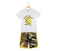 Kappa Completo corto da bambino in cotone con t-shirt e bermuda mimetici - bianc