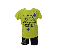 Kappa Completo T-Shirt e Pantaloncino in Cotone - Completo Ragazzo e Ragazza - Tuta Estiva - Completo Estivo Corto (K0115 Lime, 4 Anni)