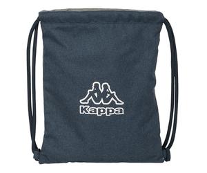 KAPPA DARK NAVY - Zaino a sacco piatto, grande, ideale per bambini di diverse età, comodo e versatile, qualità e resistenza, 35 x 40 cm, colore: grigio/blu marino melange, Grigio/Blu marino Melange,